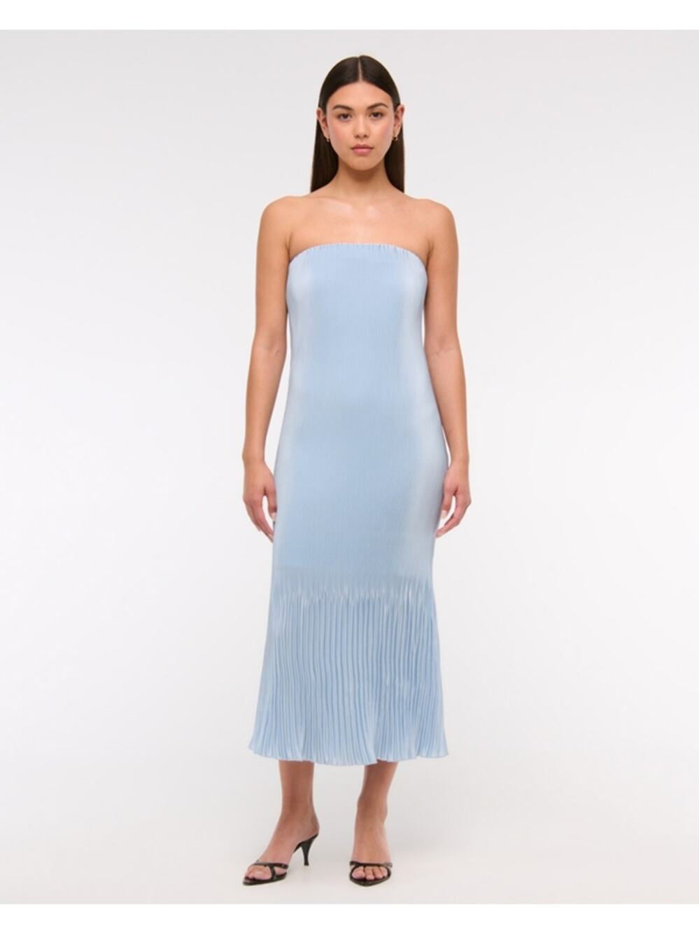 NWT Abercrombie & Fitch Giselle Pleat Release Midi Dress Blue Pleated Size S